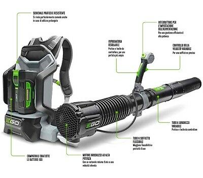 SOFFIATORE EGO A BATTERIA PROFESSIONALE MOTORE BRUSHLESS LB6000E ZAINO