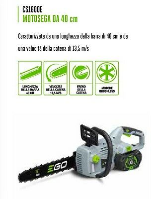 MOTOSEGA EGO A BATTERIA PROFESSIONALE LAMA 40 MOTORE BRUSHLESS CS1600E