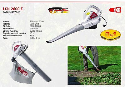 SOFFIATORE ASPIRATORE TRITURATORE foglie ELETTRICO 2600 Watt Gamotec 270Km/h
