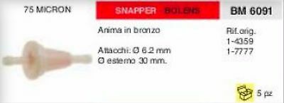 1-4359 FILTRO CARBURANTE MOTORE SNAPPER BOLENS Ø 6.2 75 MICRON anima in bronzo
