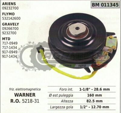 FRIZIONE ELETTROMAGNETICA WARNER 521831 Ø160mm H82.5mm TRATTORINO RASAERBA