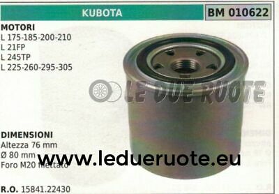 1584122430 FILTRO OLIO MOTORE KUBOTA L 175 185 200 210 21FP 245TP 225 260 295