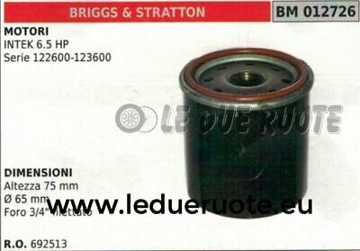 692513 FILTRO OLIO MOTORE BRIGGS & STRATTON INTEK 6.5 HP 122600-123600 75x65