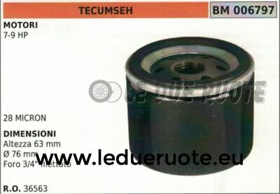 36563 FILTRO OLIO MOTORE TECUMSEH 7 9 HP 63x76 foro 3/4"