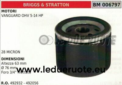 492932 492056 FILTRO OLIO MOTORE BRIGGS & STRATTON VANGUARD OHV 5-15 HP