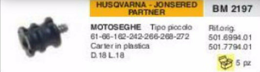 501.6994.01 ANTIVIBRANTE MOTOSEGA HUSQVARNA PARTNER JONSERED 61 68 162 242 266