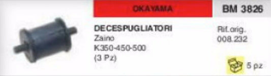 008.232 ANTIVIBRANTE DECESPUGLIATORE OKAYAMA K 350 450 500 A ZAINO