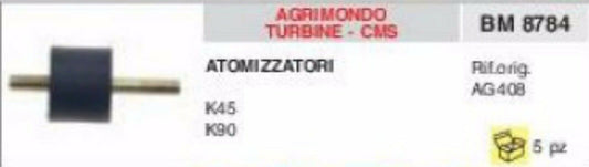AG408 ANTIVIBRANTE ATOMIZZATORE AGRIMONDO TURBINE CMS K45 K90 K 45 90 vibrante