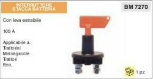 INTERRUTTORE STACCA BATTERIA UNIVERSALE trattorino trattore auto ruspa etc 100A