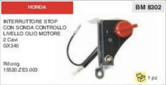 INTERRUTTORE TIPO STOP CON SONDA CONTROLLO OLIO MOTORE HONDA GX340 2 cavi