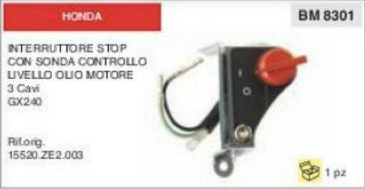 INTERRUTTORE TIPO STOP CON SONDA CONTROLLO OLIO MOTORE HONDA GX240 3 cavi
