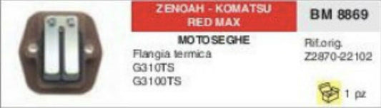 COLLETTORE ASPIRAZIONE FLANGIA TERMICA MOTOSEGA ZENOAH KOMATSU RED MAX G3100TS