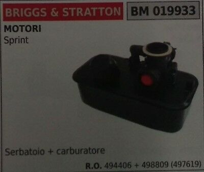 494406 + 498890 SERBATOIO + CARBURATORE MOTORE BRIGGS & STRATTON SPRINT