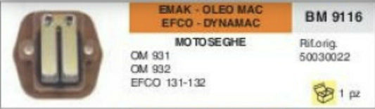50030022 VALVOLA LAMELLARE MOTOSEGA EFCO 131 132 DYNAMAC OLEOMAC OM 931 932
