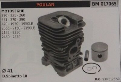 CILINDRO E PISTONE COMPLETO MOTOSEGA POULAN 220 221 260 351 370 390 420 Ø 41