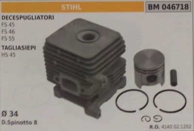 4140021202 CILINDRO E PISTONE COMPLETO DECESPUGLIATORE STIHL FS 45 46 55 Ø 34