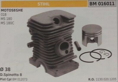 11300201205 CILINDRO E PISTONE COMPLETO MOTOSEGA STIHL 018 MS180 MS180C Ø 38
