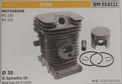 11390201201 CILINDRO E PISTONE COMPLETO MOTOSEGA STIHL MS180 MS181 Ø 38