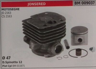 CILINDRO E PISTONE COMPLETO MOTOSEGA JONSERED CS JO 2163 Ø 47