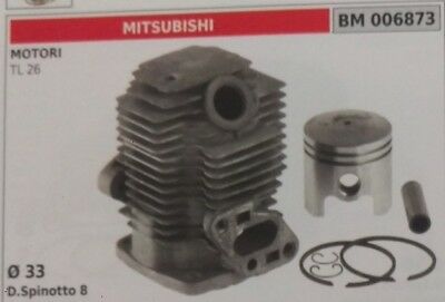 CILINDRO PISTONE COMPLETO DECESPUGLIATORE MOTORE MITSUBISHI TLE 26 Ø 33
