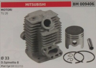 CILINDRO PISTONE COMPLETO DECESPUGLIATORE MOTORE MITSUBISHI TU 26 Ø 33