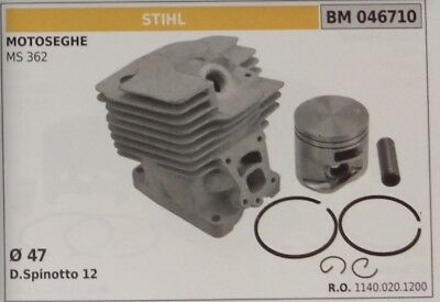 11400201200 CILINDRO E PISTONE COMPLETO MOTOSEGA STIHL MS 362 Ø 47