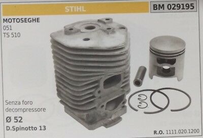 11110201200 CILINDRO E PISTONE COMPLETO MOTOSEGA STIHL 051 MS 510 Ø 52