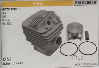 11220201203 CILINDRO E PISTONE COMPLETO MOTOSEGA STIHL 064 065 MS 640 650 Ø 52