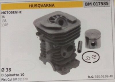 530069940 CILINDRO E PISTONE COMPLETO MOTOSEGA HUSQVARNA 36 136 137E Ø 38