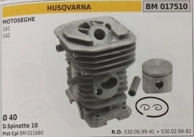 530069941 CILINDRO E PISTONE COMPLETO MOTOSEGA HUSQVARNA 141 142 Ø 40