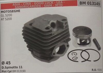 CILINDRO PISTONE COMPL MOTOSEGA CINESE IMPORTAZIONE SANDRIGARDEN GL AT 5200 52
