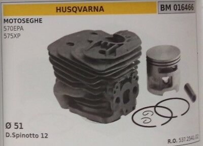 537254102 CILINDRO E PISTONE COMPLETO MOTOSEGA HUSQVARNA 570EPA 575XP Ø 51