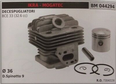 CILINDRO E PISTONE COMPLETO DECESPUGLIATORE IKRA MOGATEC BCE 33 (32.6cc) Ø 36