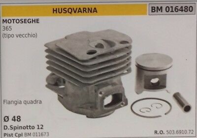 503691072 CILINDRO E PISTONE COMPLETO MOTOSEGA HUSQVARNA 365 Ø 48 FLANHIA QUADR