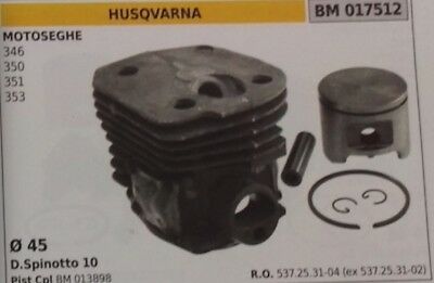 537253104 CILINDRO E PISTONE COMPLETO MOTOSEGA HUSQVARNA 346 350 351 353 Ø 45