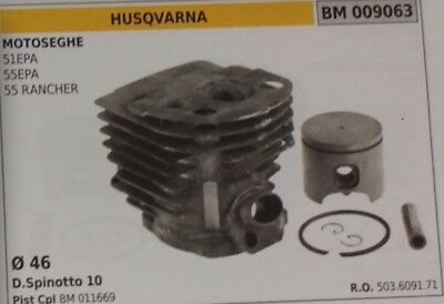 503609181 CILINDRO E PISTONE COMPLETO MOTOSEGA HUSQVARNA 51EPA 55EPA Ø 46