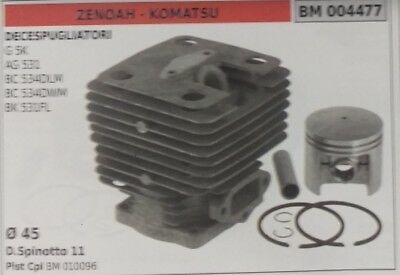 CILINDRO COMPLETO PISTONE DECESPUGLIATORE ZENOAH KOMATSUG 5K AG531 BC 534 Ø 45
