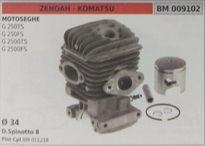 CILINDRO E PISTONE COMPLETO MOTOSEGA ZEONAH KOMATSU G 250 TS FS 2500 TS FF Ø 34