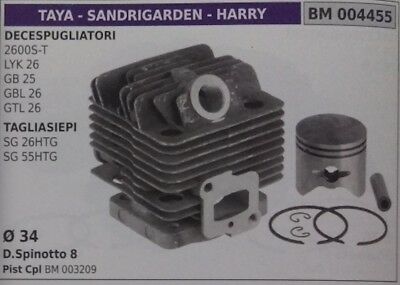 CILINDRO E PISTONE COMPLETO TAGLIASIEPE TAYA SANDRIGARDEN HARRY SG 26HTG 55HTG