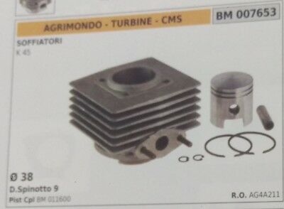 CILINDRO E PISTONE COMPLETO SOFFIATORE AGRIMONDO TURBINE CMS K45 Ø 38 mm