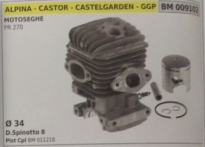 CILINDRO E PISTONE COMPLETO MOTOSEGA ALPINA CASTOR CASTELGARDEN GGP PR270 Ø34
