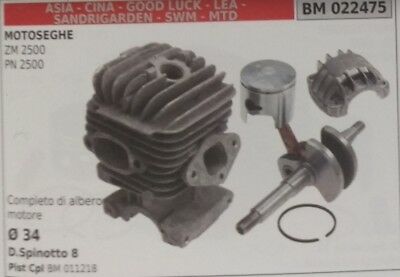 CILINDRO PISTONE E ALBERO MOTOSEGA CINESE IMPORTAZIONE ZM 2500 PN 2500 Ø 34