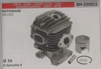 CILINDRO PISTONE COMPLETO MOTOSEGA CINESE IMPORTAZIONE ZOMAX ZM 2525 Ø 34