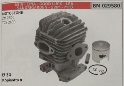 CILINDRO PISTONE COMPLETO MOTOSEGA CINESE IMPORTAZIONE ZOMAX ZM2600 TCS Ø 34