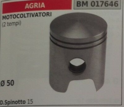 PISTONE COMPLETO DI SEGMENTI MOTOCOLTIVATORE AGRIA 2T D. 50mm SPINOTTO 15