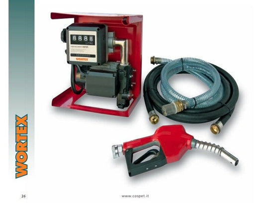 KIT TRAVASO GASOLIO4 40W Elettropompa Cavo Tubo Pistola Valvola Contalitri olio