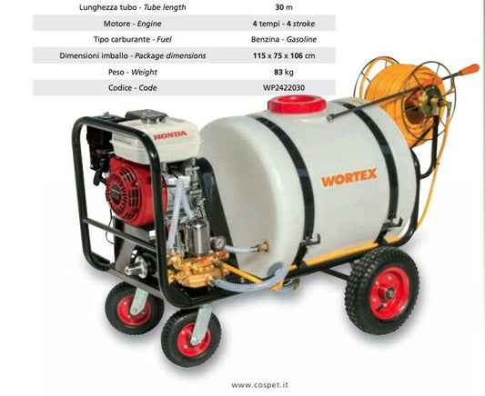 CARRELLO DA IRRORAZIONE WORTEX C140-T4H MOTORE HONDA 4T 196CC benzina 140L