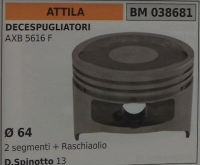 PISTONE COMPLETO DECESPUGLIATORE ATTILA AXB 5616 F + SEGMENTI E RASCHIAOLIO D.64