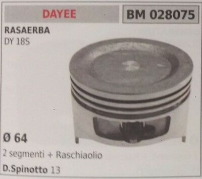 PISTONE COMPLETO DI SEGMENTI E SPINOTTO RASAERBA MOTORE DAYEE DY 18S D. 64