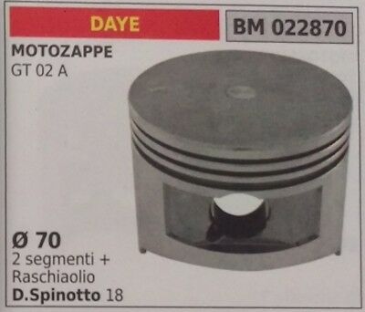PISTONE COMPLETO DI SEGMENTI E SPINOTTO MOTOZAPPA MOTORE DAYE GT 02 A D.70